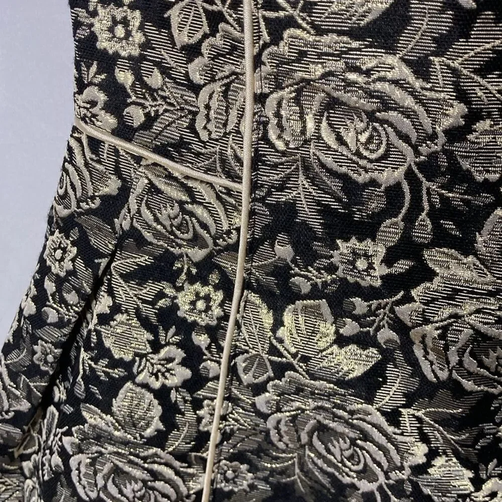 CHILDREN’S PLACE black gold floral jacquard sleeveless a-line dress 6